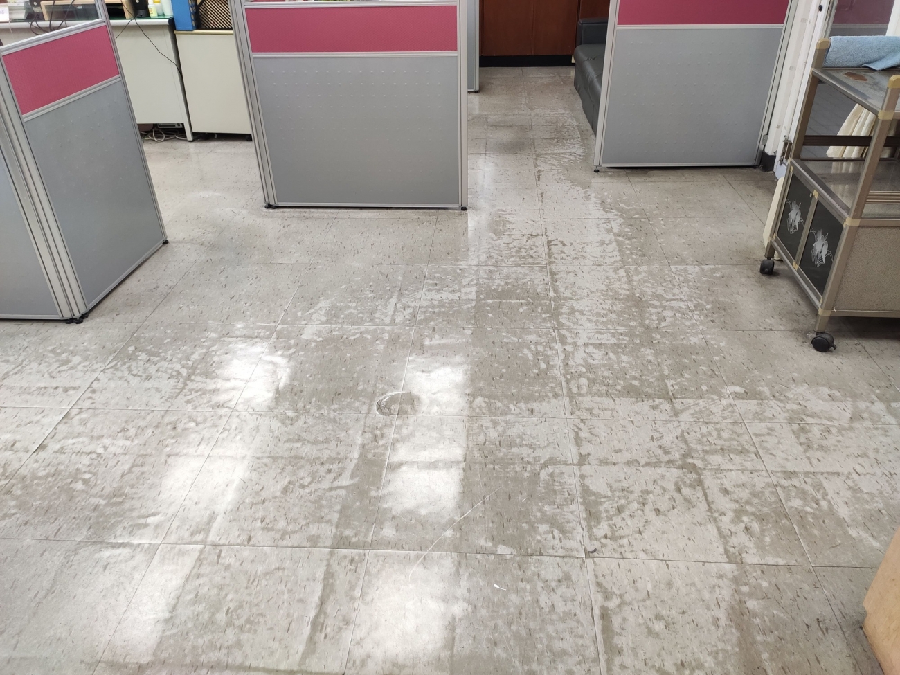 辦公室塑膠地板除臘_施工前